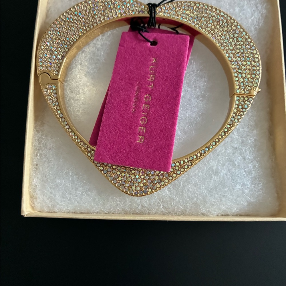 Kurt Geiger Gold Crystal Embellished Bangle - Picture 4 of 8